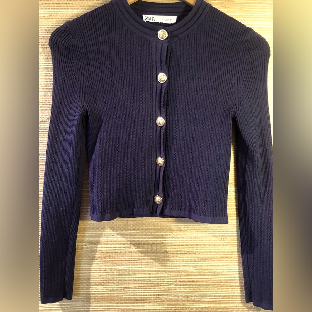 Zara Navy Blue Cardigan Sweater